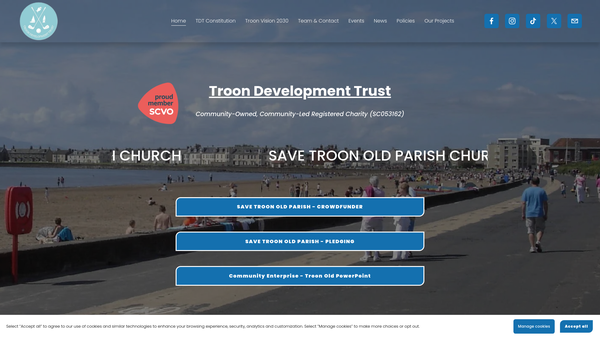 Screenshot of the Troon Development Trust website