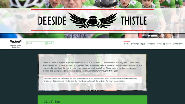 Screenshot of the Deeside Thistle Cycling Club website