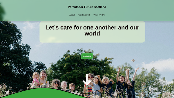 Screenshot of the Parents for Future Scotland website