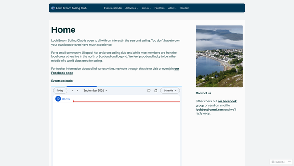 Screenshot of the Loch Broom Sailing Club website