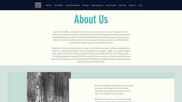 Screenshot of the Good Green Futures SCIO website