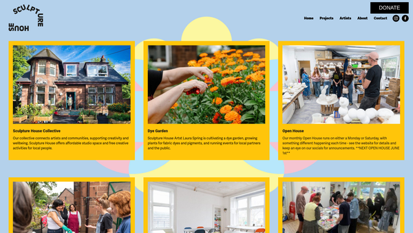 Screenshot of the Sculpture House Collective website