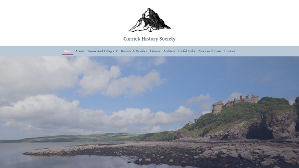 Screenshot of the Carrick History Society website