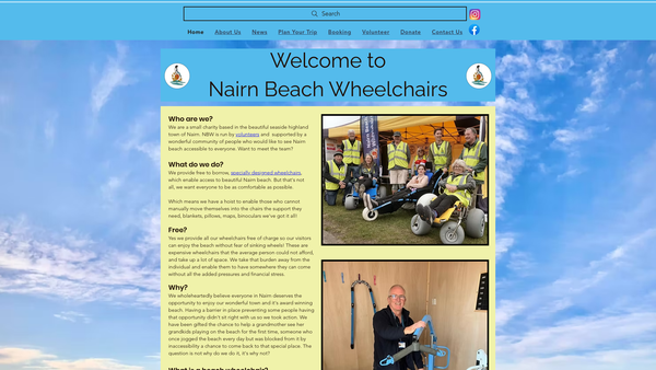 Screenshot of the Nairn Beach Wheelchairs website