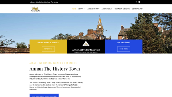 Screenshot of the Annan the History Town Group website