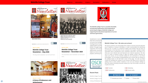 Screenshot of the Melville College Trust website