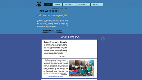 Screenshot of the Fiona's Eye Fund SCIO website