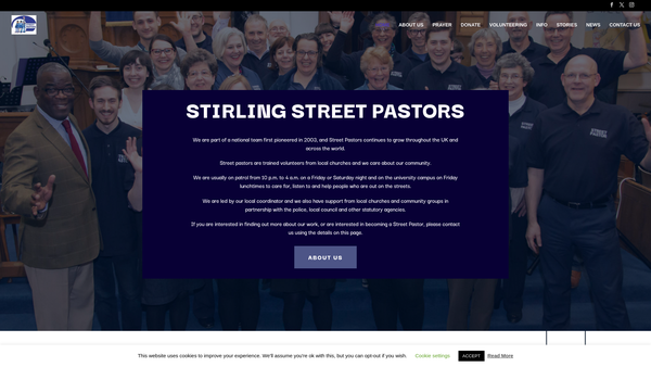 Screenshot of the Stirling Street Pastors (SCIO) website