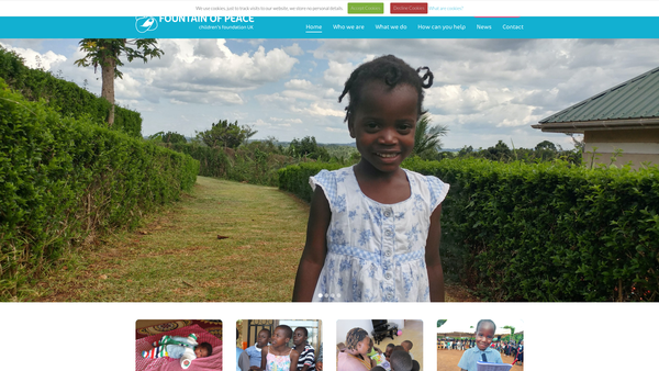 Screenshot of the Fountain of Peace Children's Foundation UK website