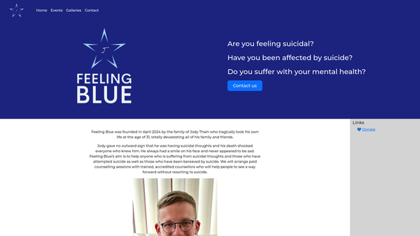 Screenshot of the Feeling Blue SCIO website