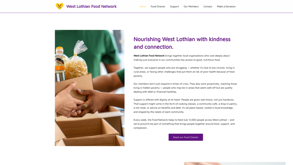 Screenshot of the West Lothian Food Network website