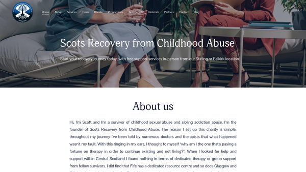 Screenshot of the Scots Recovery from Childhood Abuse website