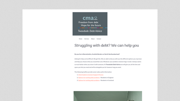 Screenshot of the Tweedside Debt Advice website