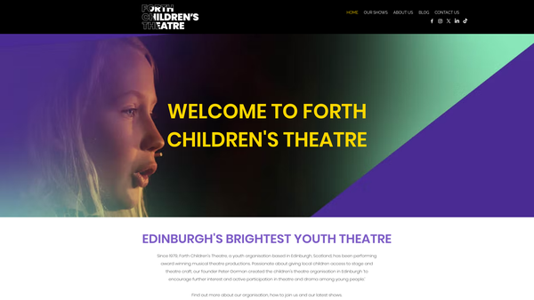 Screenshot of the Forth Children's Theatre SCIO website