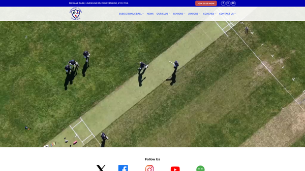 Screenshot of the Dunfermline and Carnegie Cricket Club website
