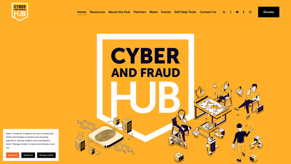 Screenshot of the Cyber and Fraud Hub website