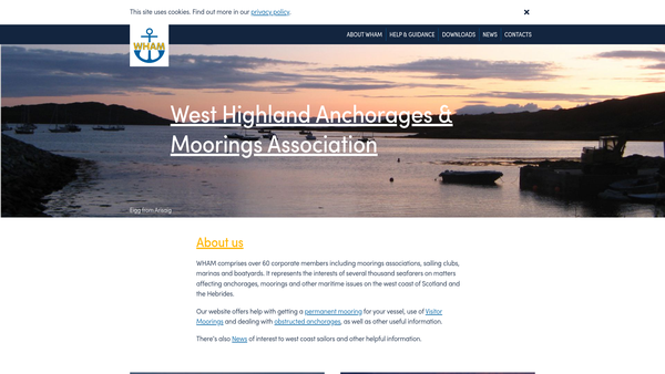 Screenshot of the West Highland Anchorages and Moorings Association website