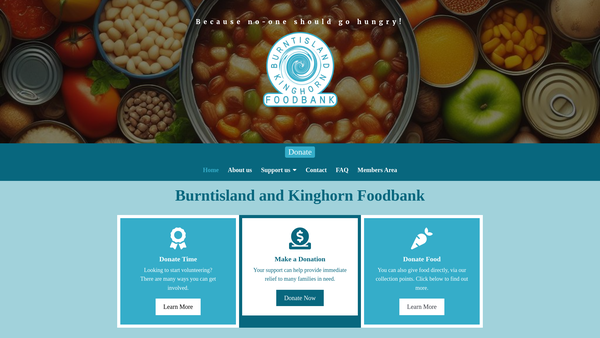 Screenshot of the Burntisland and Kinghorn Foodbank SCIO website