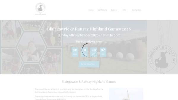 Screenshot of the Blairgowrie & Rattray Highland Games website