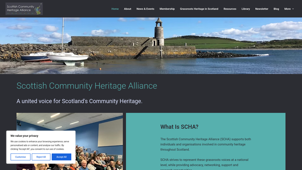 Screenshot of the Scottish Community Heritage Alliance website