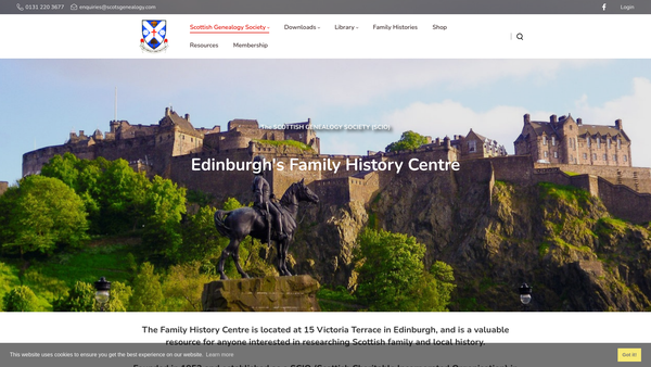 Screenshot of the Scottish Genealogy Society (SCIO) website