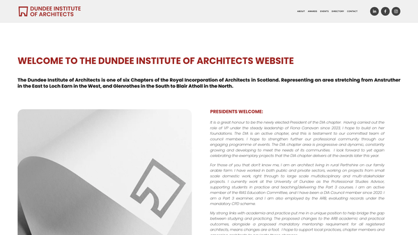 Screenshot of the The Dundee Institute of Architects website