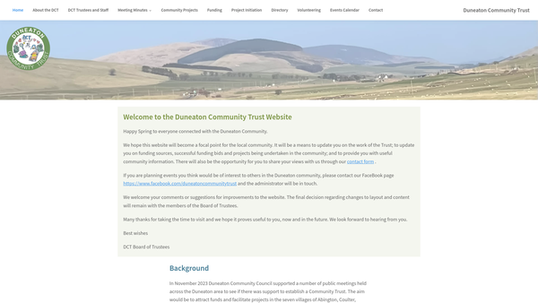 Screenshot of the Duneaton Community Trust website