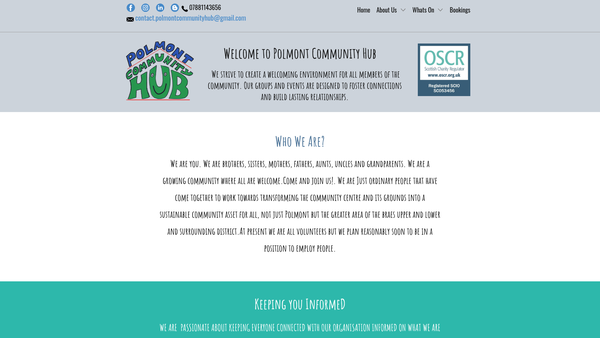 Screenshot of the Polmont Community Hub SCIO website