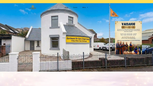 Screenshot of the Gurdwara Sri Guru Singh Sabha Edinburgh website