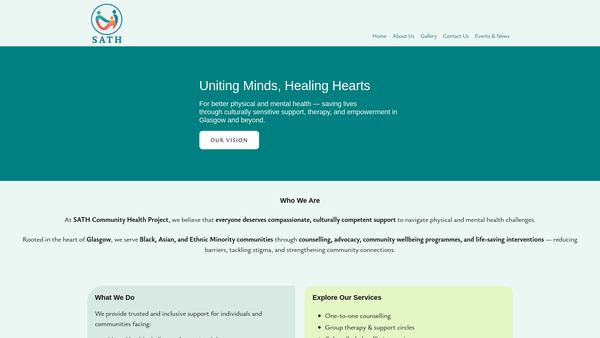 Screenshot of the SATH Community Health Project website