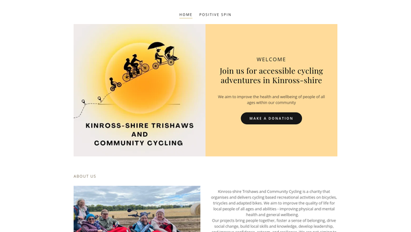 Screenshot of the Kinross-shire Trishaws and Community Cycling SCIO website