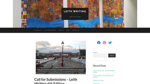 Screenshot of the Leith Writing website