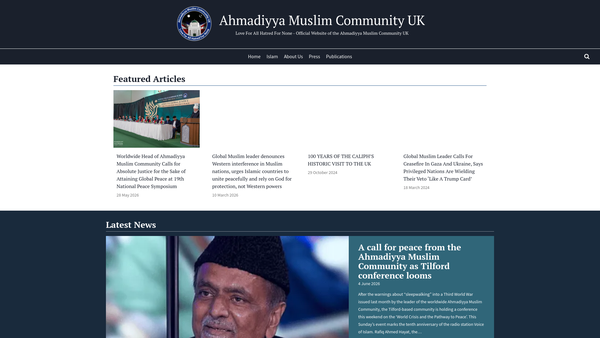 Screenshot of the Ahmadiyya Muslim Association United Kingdom website