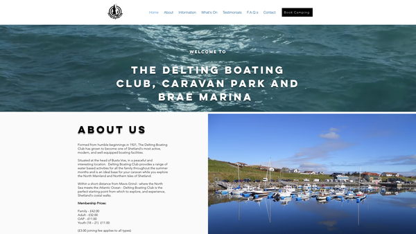 Screenshot of the Delting Boating Club SCIO website