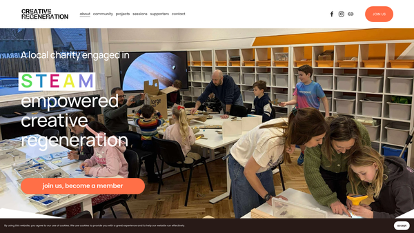 Screenshot of the Creative Regeneration website