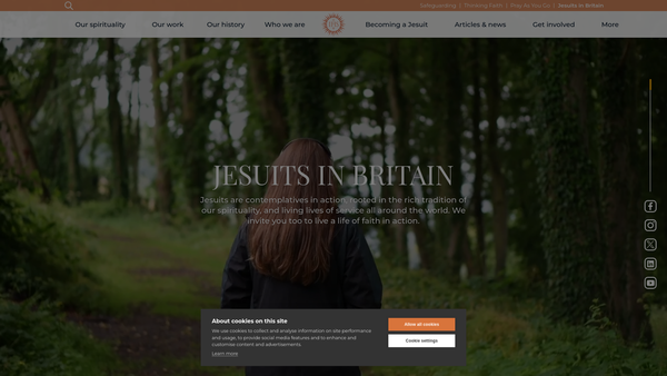 Screenshot of the Jesuits in Britain CIO website