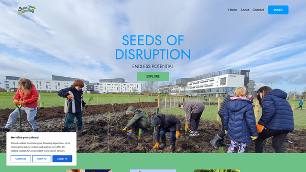 Screenshot of the Seeds of Disruption website