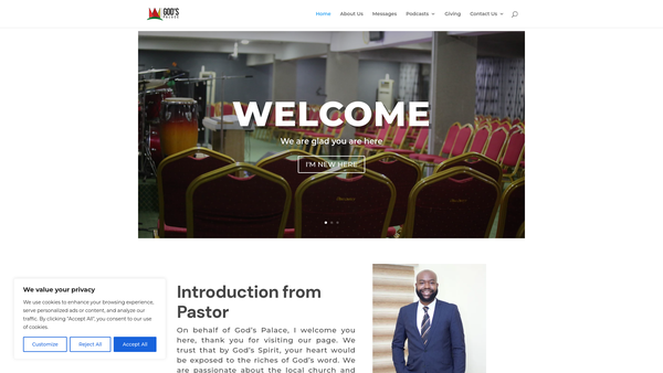 Screenshot of the God's Palace Christian Assembly website