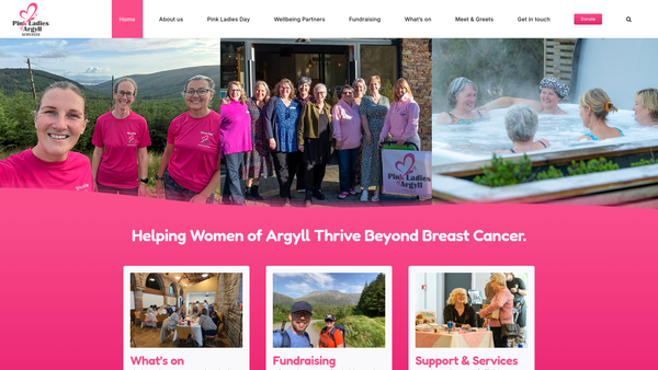 Screenshot of the Pink Ladies of Argyll website