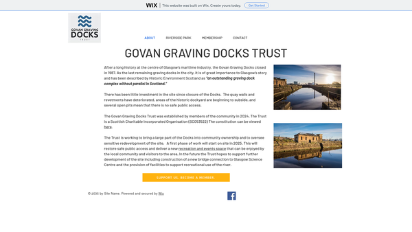 Screenshot of the Govan Graving Docks Trust website