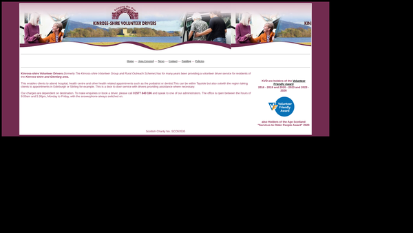 Screenshot of the Kinross-shire Volunteer Drivers website