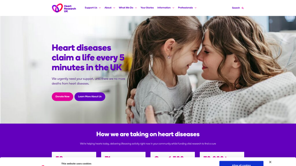 Screenshot of the Heart Research UK website