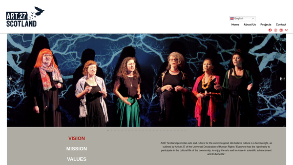 Screenshot of the Art27 Scotland SCIO website