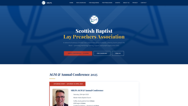 Screenshot of the Scottish Baptist Lay Preachers Association website