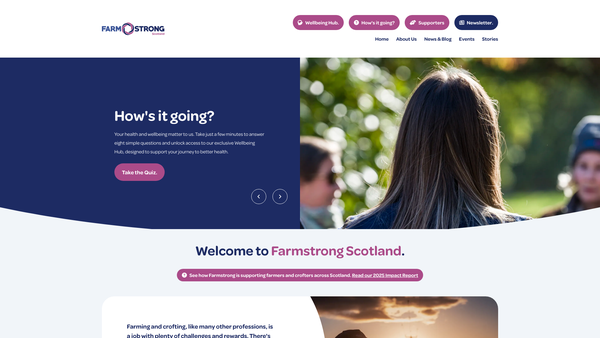 Screenshot of the Farmstrong Scotland website