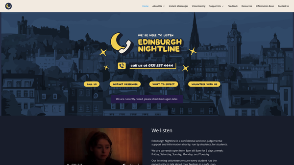 Screenshot of the Edinburgh Nightline website