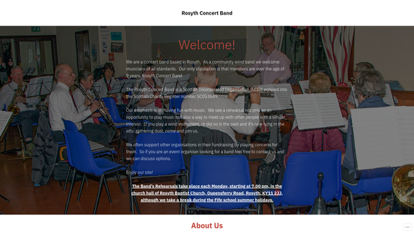 Screenshot of the Rosyth Concert Band website