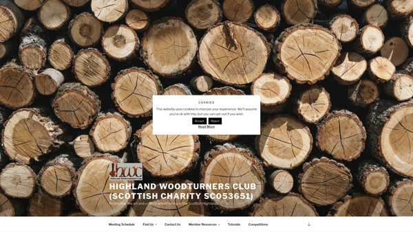 Screenshot of the Highland Woodturners Club website