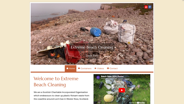 Screenshot of the Extreme Beach Cleaning, Loch Ewe, SCIO website