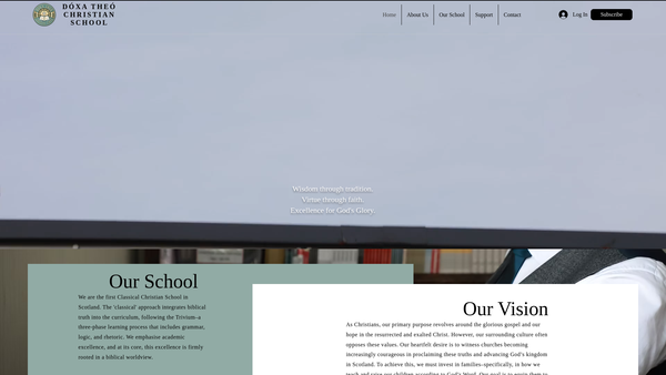 Screenshot of the Dóxa Theó Christian School website